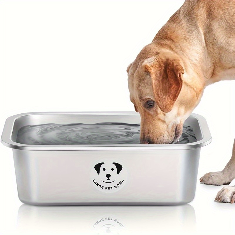 

1pc Large Capacity Stainless Steel Dog Bowl, Drop Resistant Durable Dog Food Bowl, Water Drinking Basin For Large Dogs