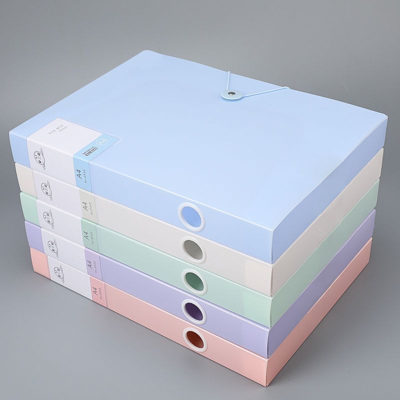 Image of Set Of 5 Morandi Color A4 Document Organizer Boxes, Dustproof, In 5 Colors For Personal Organization