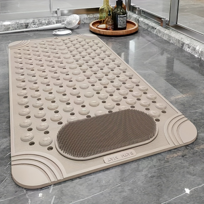 

1pc Anti-slip Vinyl Bathroom Mat, Waterproof Massage Foot Mat With Suction Cups, For Shower, Kitchen, Bathroom, Durable Shower Mat