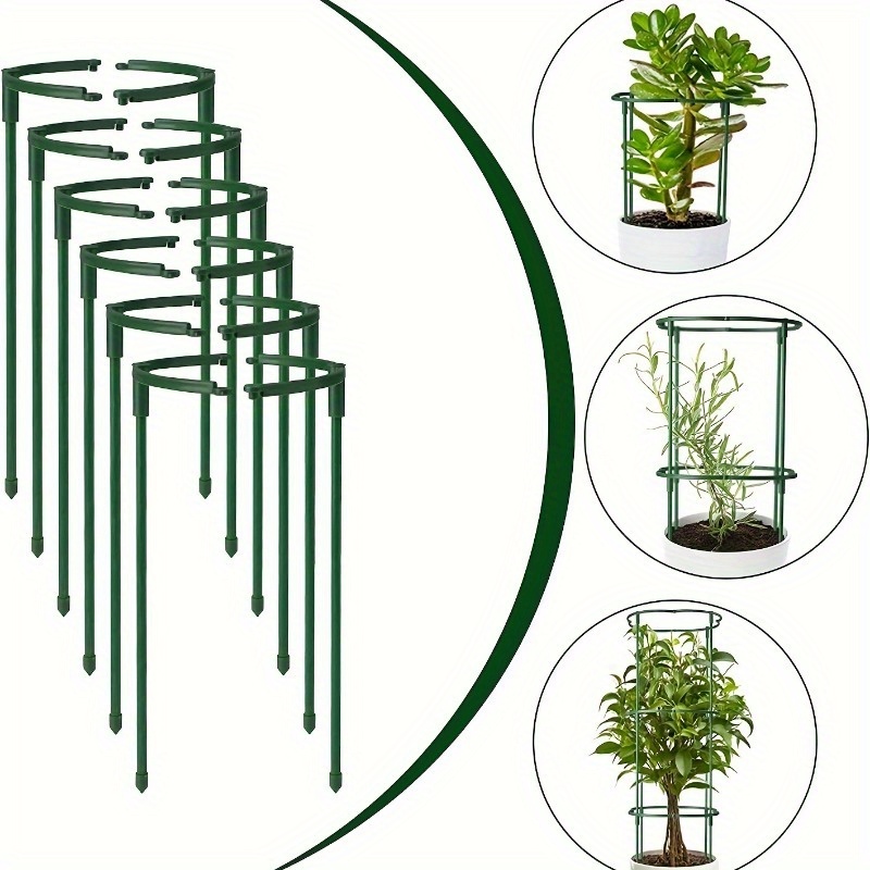

12/18pcs, Green Adjustable Plant Support Stakes 14cm/5.5in Top 24cm/9.5in Height For Tomato, Monstera, Peony, Hydrangea Indoor/outdoor Garden Growth Trend Tool