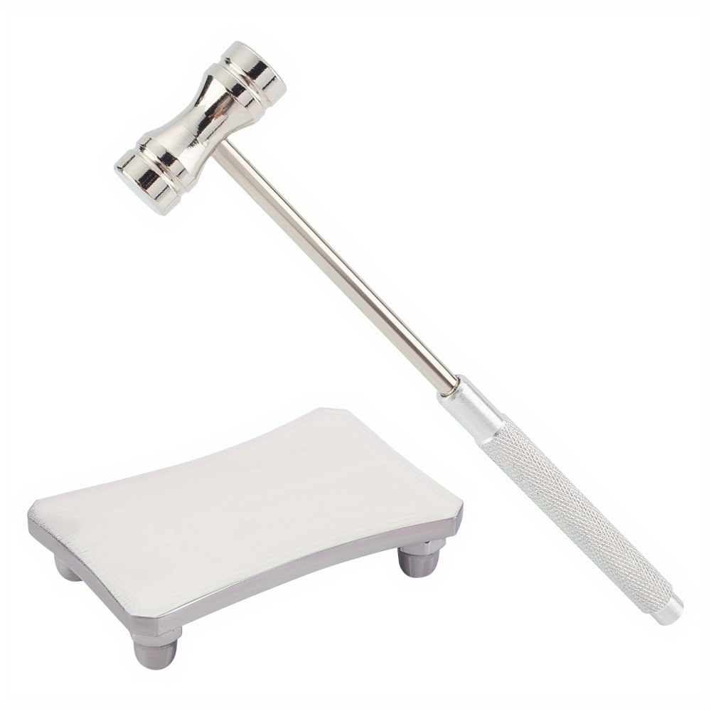 

2pcs Mini Stainless Steel Jewelry Hammer Set With Dual Heads & Small Steel Plate For Metal Stamping And Crafting