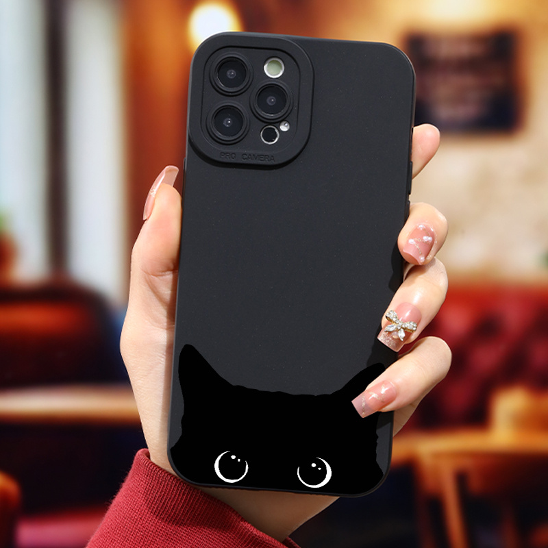

Cute Black Cat Pattern Silicone Phone Case, With Camera Protection, Suitable For Iphone 11 12 13 14 15 Pro Max Mini For X Xs Max Xr 7 8 Plus 7p 8p Se2 Se3