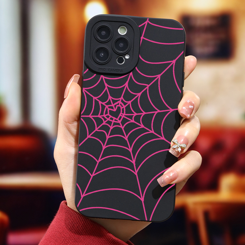 

New Case Pink & Purple Spider Pattern For Iphone 11 12 13 14 15 Pro Max Mini For X Xs Max Xr 7 8 Plus Se 2 Se 3 Phone Cases Luxury Soft Silicone Shockproof Cases Lens Protection Back Cover