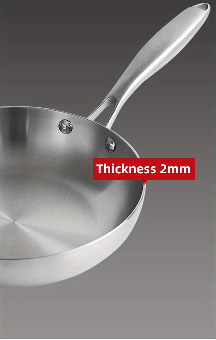 professional stainless steel   24cm 9 5 flat bottom frying pan 2mm thick dishwasher safe ideal for cooking restaurants details 8