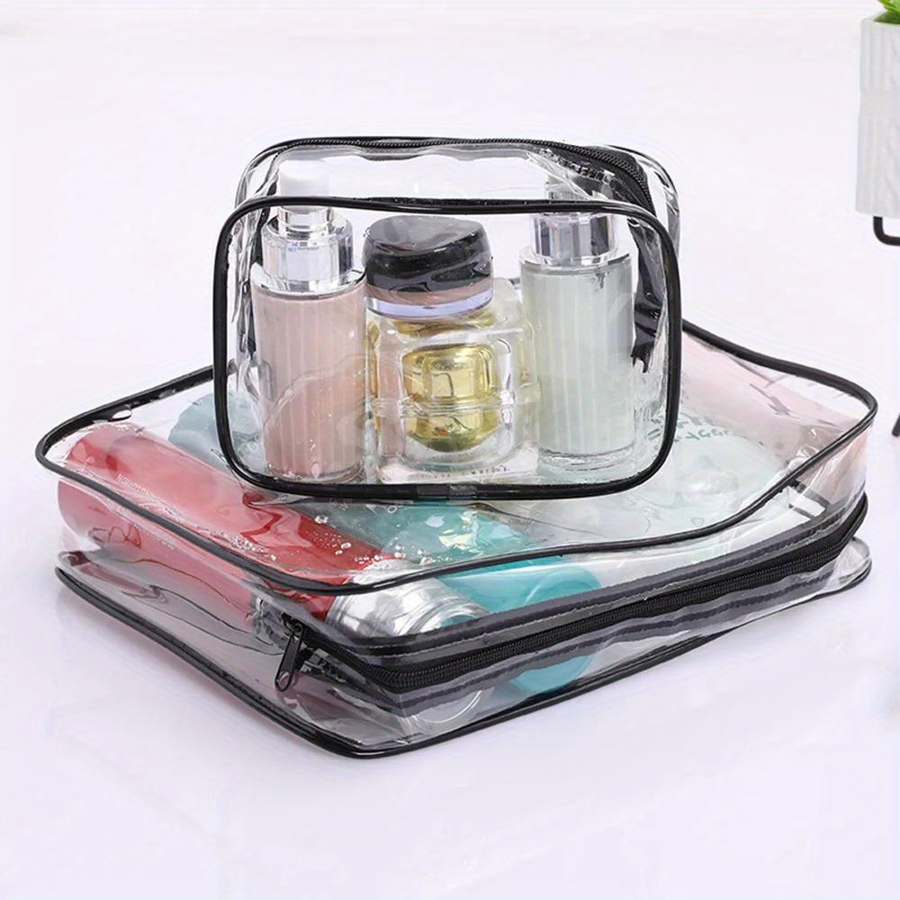 

1pc Large Capacity Transparent Cosmetic Bag, Travel-friendly With Secure Zip Closure For Efficient Organization