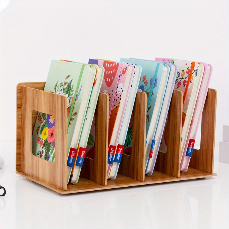 

1pc Desktop Shelf Student Dormitory Simple Bookshelf Diy Creative Cd Shelf Wooden Dvd Shelf File Shelf