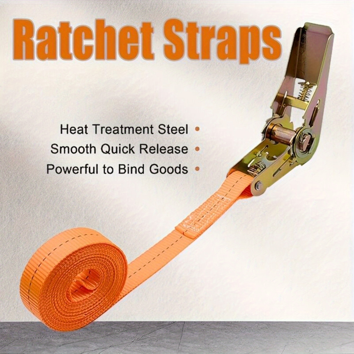

Heavy-duty 16ft Ratchet Tie Down Straps, Secure Double J-hooks, 5000lbs Strength, Easy Cargo Control