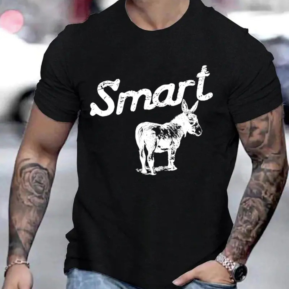 

Smart Graphic Men's Short Sleeve T-shirt, Comfy Stretchy Trendy Tees For Summer, Casual Daily Style Fashion Clothing, As Gifts