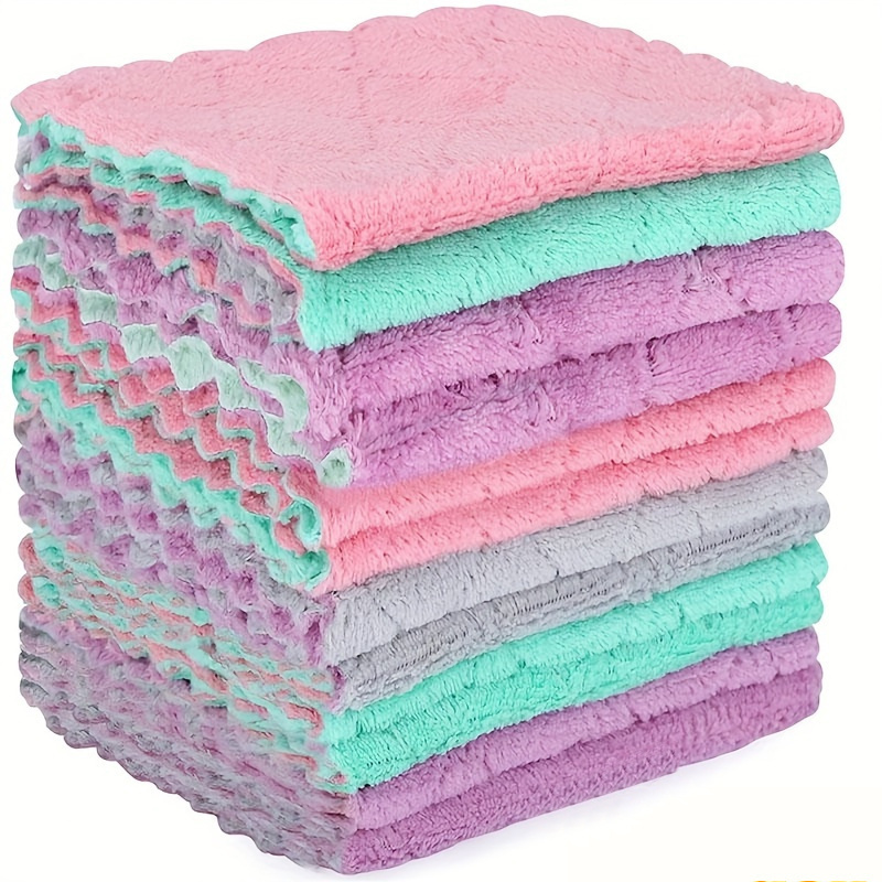 TEMU 24pcs Microfiber Dish Cloths, Dishwashing Towels For Tableware, Double Sided Cleaning , Scouring Pads, Cleaning Tools, Kitchen Accessories