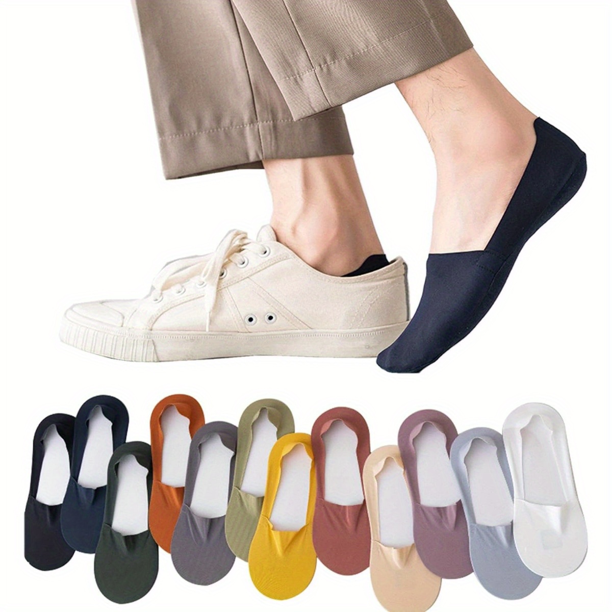 TEMU 5/8 Pairs Solid No Show Socks, Non-slip Invisible , Women's Stockings & Hosiery