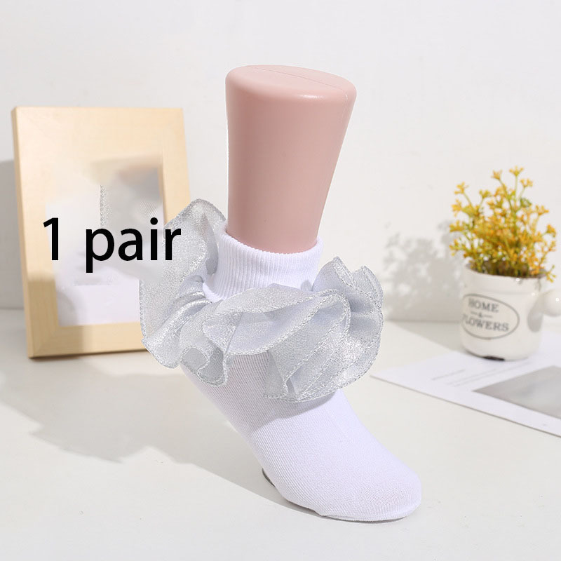 Lolita Kawaii chaussettes à volants femmes JK filles douces chaussettes de princesse mignonnes mode japonaise couleur unie noir blanc chaussettes longues élastiques  200574005