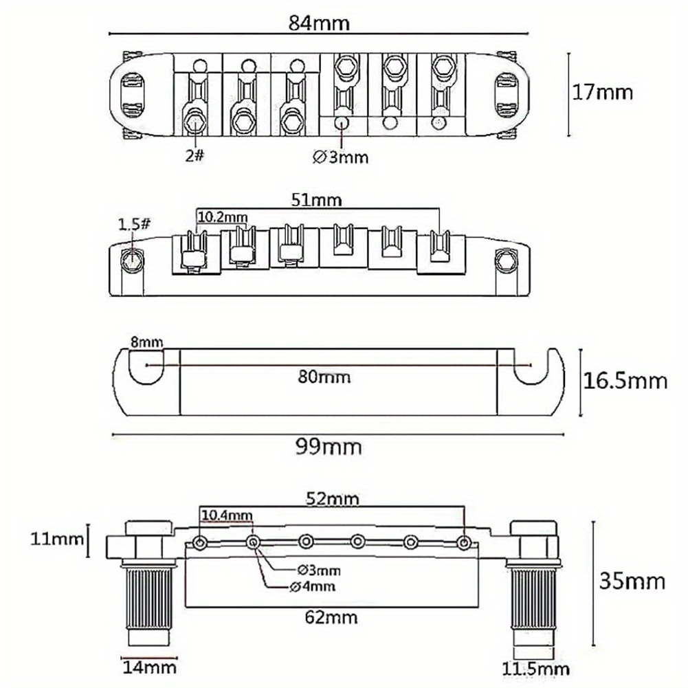 1 Set (U+L) Tune-O-Matic Bridge LP SG Electric Guitar Bridge String Board Bridge Rolling Ball Roller Les Paul Bridge