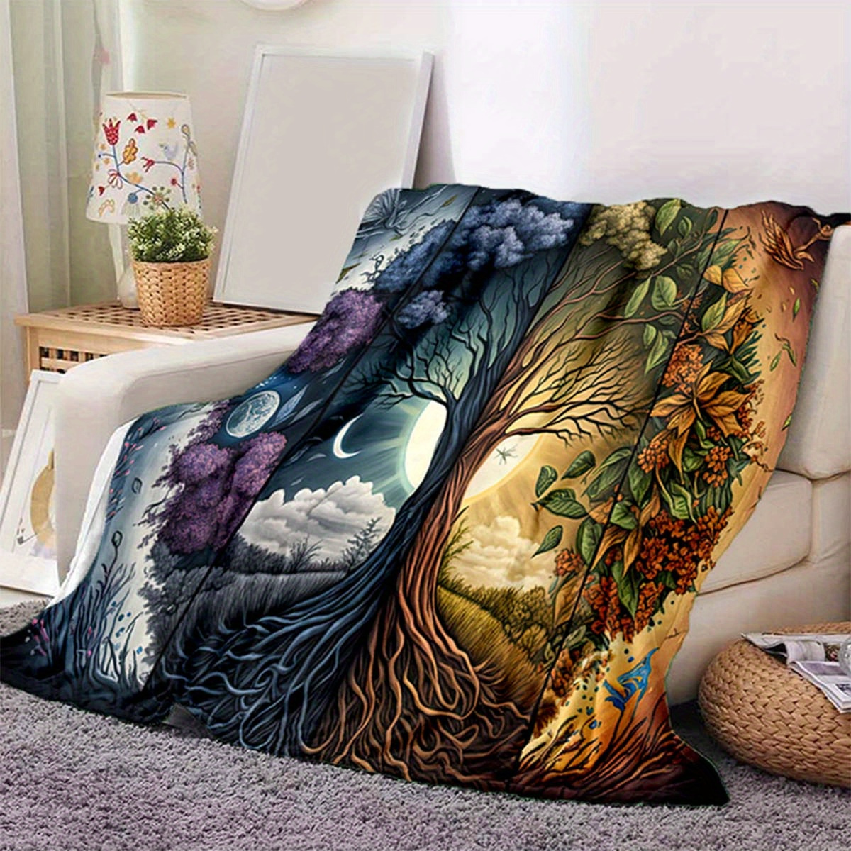 

3d Tree Of Life Soft Flannel Throw Blanket For Living Room Bedroom Bed Sofa Picnic Cover Decor Napping Couch Chair Cover
