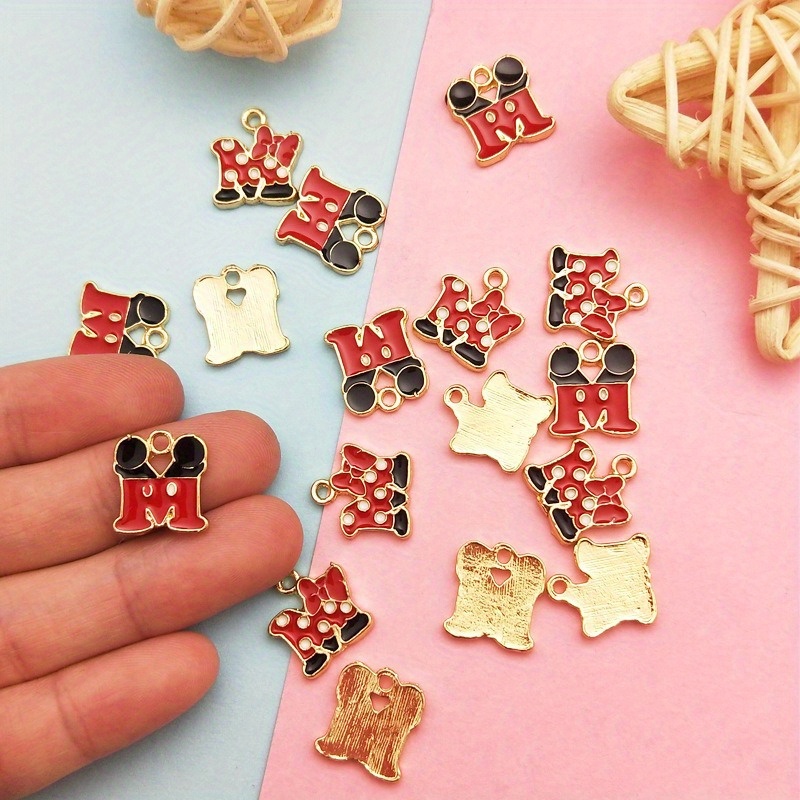 

10pcs Cute & Hip-hop Style Cartoon M-word Character Drop Oil Alloy Pendants, Diy Earring & Keychain Charms