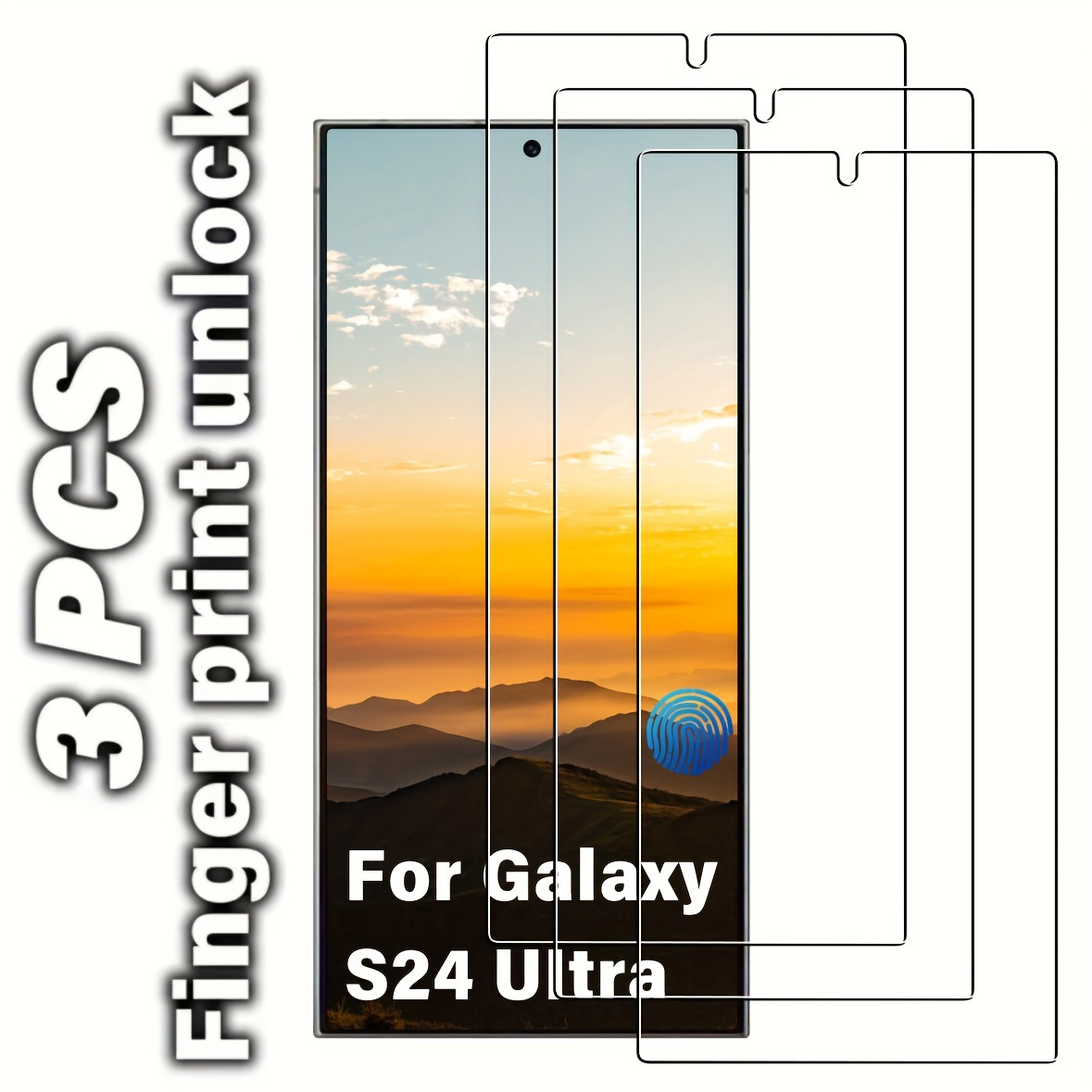 

3pcs For Samsung Galaxy S24 Ultra Screen Protectors, Support Fingerprint Unlock, 9h Hardness, 2.5d Arc Edge Bubble Free Case Friendly Tempered Glass Protector Films