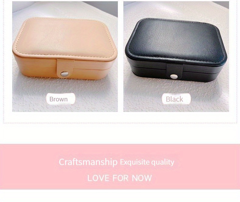 1pc Estuche de Almacenamiento de Joyería de Doble Capa Portátil - Versión Coreana - Organiza Pendientes, Collares y Anillos - Organizador de Escritorio para Uso en Hoteles
