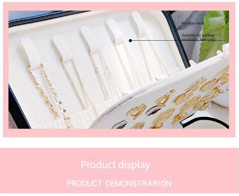 1pc Estuche de Almacenamiento de Joyería de Doble Capa Portátil - Versión Coreana - Organiza Pendientes, Collares y Anillos - Organizador de Escritorio para Uso en Hoteles