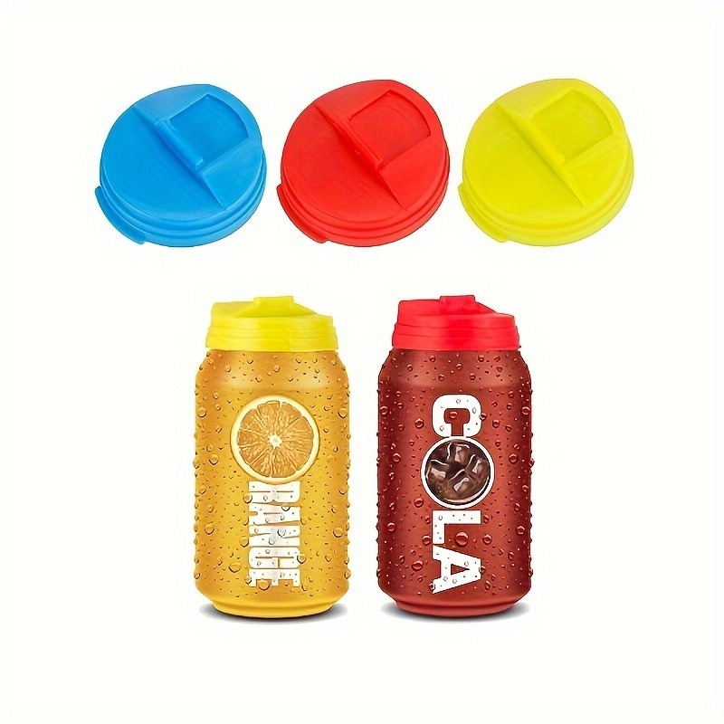 

3pcs Reusable Can Covers, Leak-proof Beverage Seal Lids, Splash-proof, Press-type, For Freshness & Outdoor Camping Picnic, Drinkware Accessories