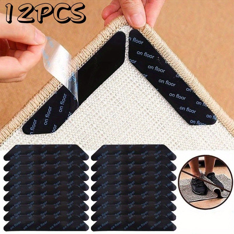 

12pcs Rug Gripper, Non-slip Rug Pads, Rug Gripper For Hardwood Floor, Carpet Gripper For Area Rugs, Double Sided And Reusable Anti Curling Rug Gripper, Strong Stickiness, Easy To Remove