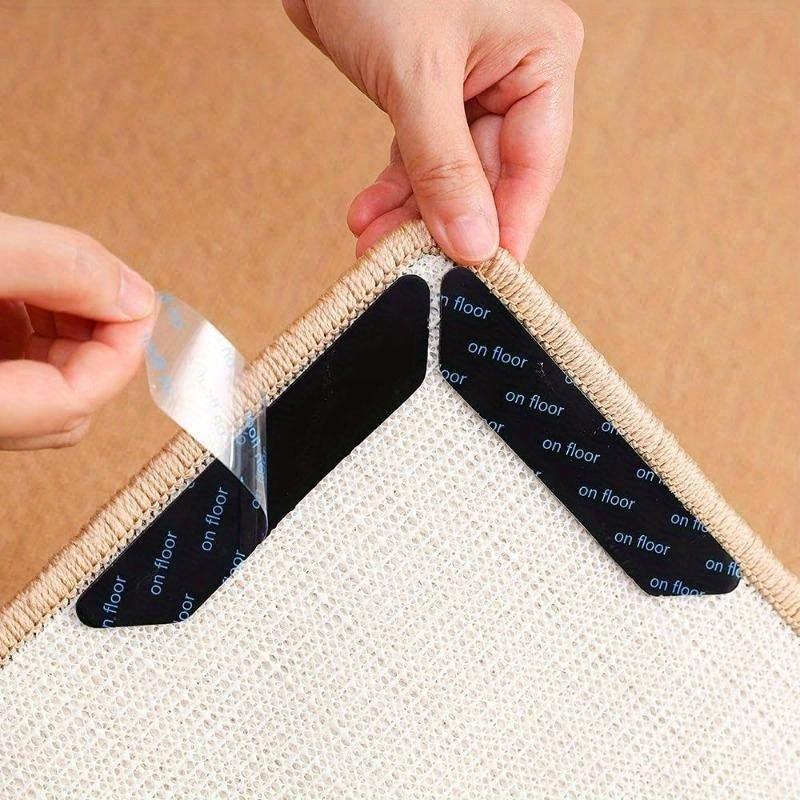 12pcs rug gripper non slip rug pads rug gripper for hardwood floor carpet gripper for area rugs double sided and reusable anti curling rug gripper strong stickiness easy to remove details 2