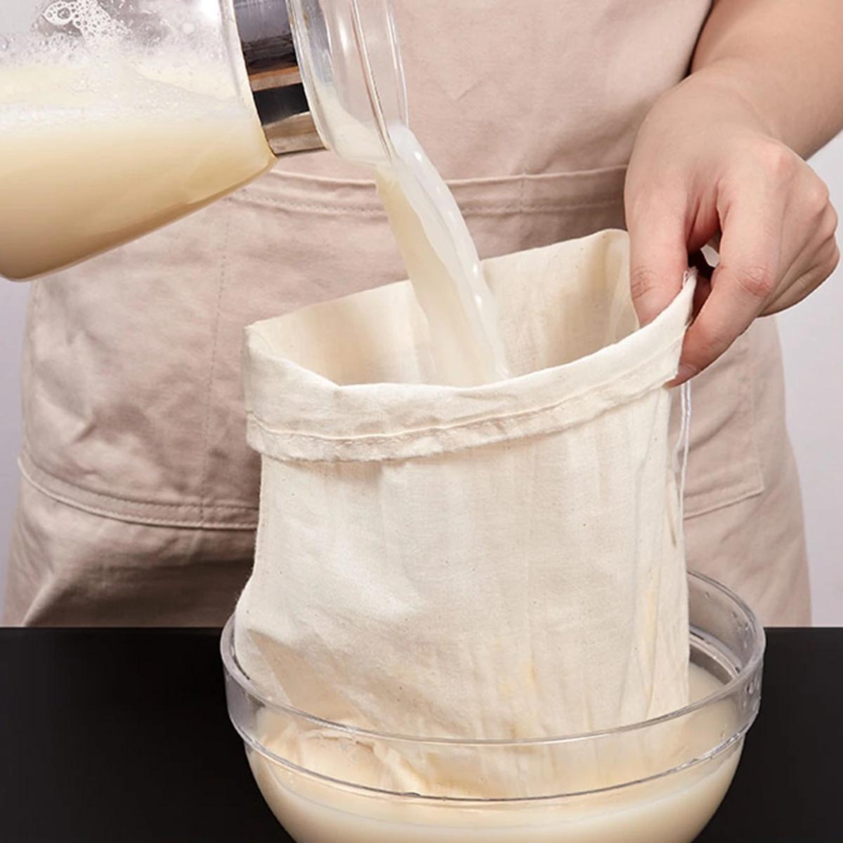 

Reusable Strainers Unbleached Natural Cheesecloth Bag Food Cheese Yogurt Filter Kitchen Fine Mesh Strainer