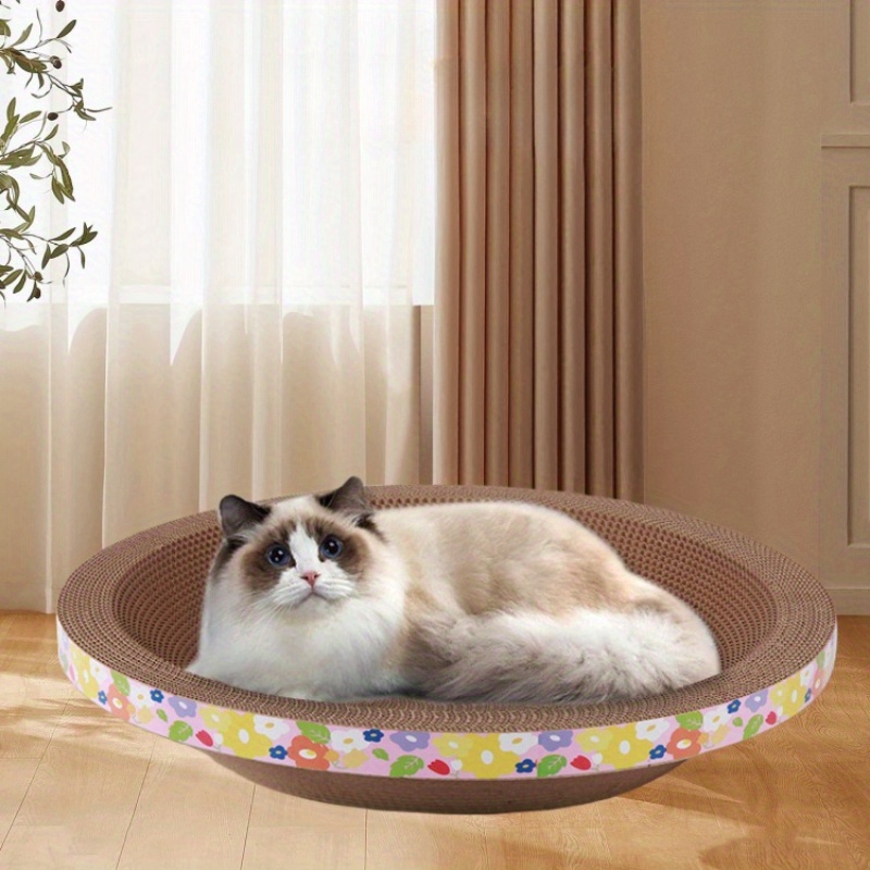 

Round Cat Scratching Board, Corrugated Paper Large Cat Scratcher Toy Cat Grinding Claw Nest