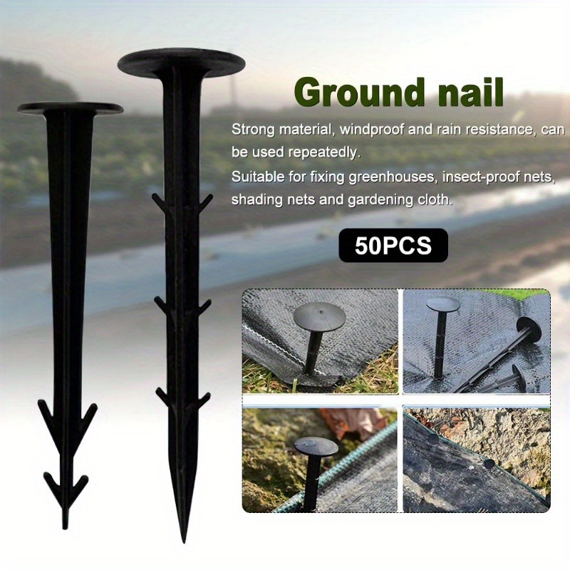 

50pcs/set, Ground Nail Film Fixed Garden Pegs Greenhouse Film Weed Prevention Ground Cloth Sunshade Fly Net Plastic Fixed Pegs For Outdoor Garden Decoration