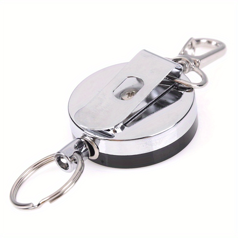 Image of 1pc Retractable Key Holder, Heavy Duty Metal Key Reel Badge Holder Telescopic Rope Pull Key Chain Keychain Card Holder With Belt Clip