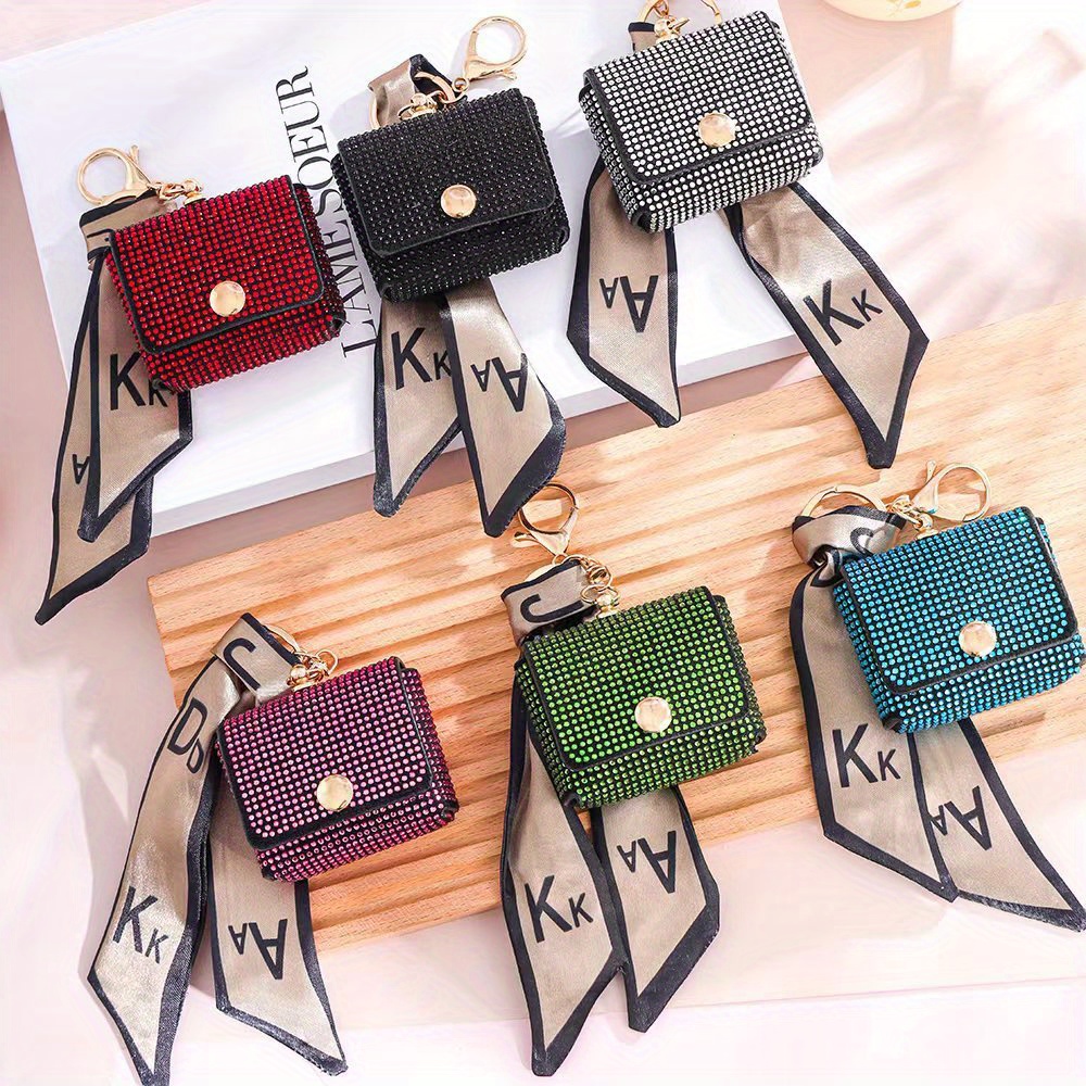 

1pc, Mother's Day Gift Engagement Ring Bag New Coin Purse Diamond Mini Bag Keychain Pendant Silk Scarf Fashion Lipstick Pack Earphone Hanging Earrings Holiday Decorations