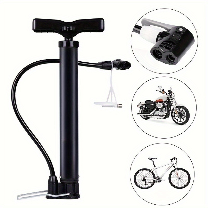 

High-pressure Mini Bicycle Pump With Alloy Base - Fits American And French Valve Needles, Inflates Up To 120 Psi