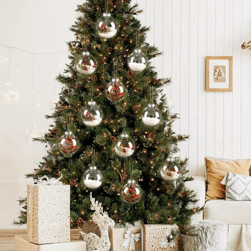 

6pcs Clear Plastic Christmas Ball Fillable Ornament Xmas Tree Hanging Bauble Pendant 2024 Festivals Home Decoration Navidad Gift