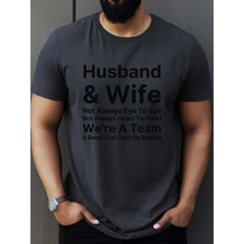 

Husband & Wife... Print T Shirt, Tees For Men, Casual Short Sleeve T-shirt For Summer