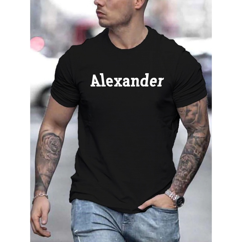 

Alexander Print T Shirt, Tees For Men, Casual Short Sleeve T-shirt For Summer