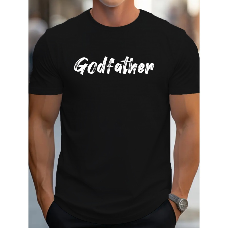 

Godfather Print T Shirt, Tees For Men, Casual Short Sleeve T-shirt For Summer
