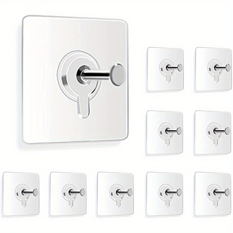 

10pcs Self-adhesive Wall Hooks, 13lb Capacity, No Nails Needed For Hanging Pictures, Towels & More - , Damage-, White Plastic Material, Hooks For Hanging Things Wall