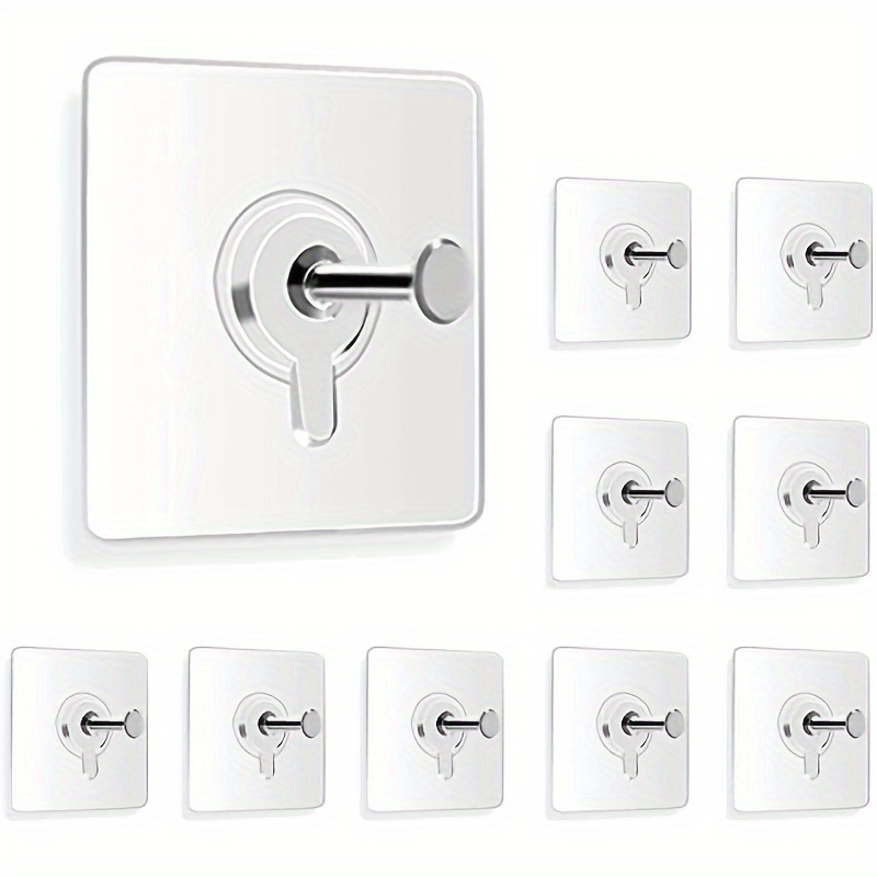 10pcs Self-Adhesive Wall Hooks, 5.9KG Capacity, No Nails Needed for Hanging Pictures, Towels & More - Easy Installation, Damage-Free Design, White Plastic Material, Hooks for Hanging Things Wall