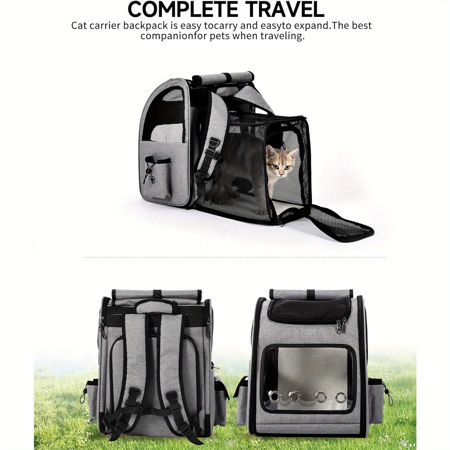 1pc pet backpack carrier small medium dogs bags expandable Temu