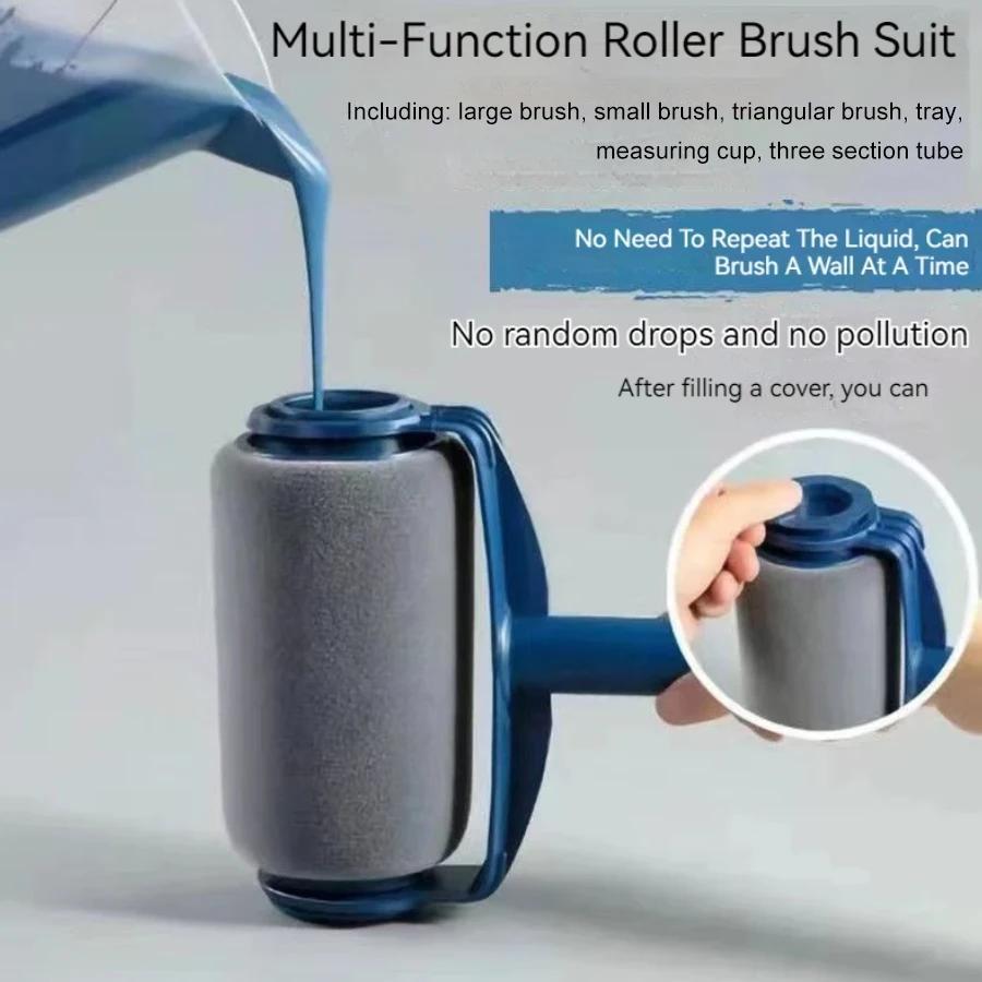 

Multi-function Paint Roller Brush Set With Built-in Reservoir - Professional Edge-cutting Tool For Seamless Painting And Wall Treatment