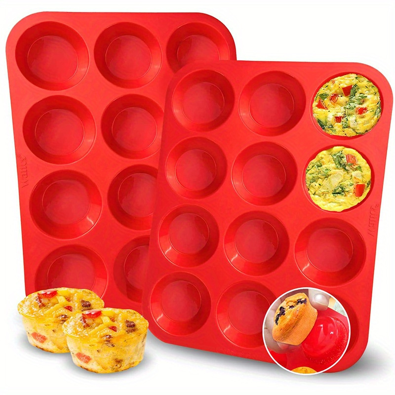 

1pc, Silicone Muffin Pan, Non-stick Baking Cupcake Pan, 12 Cavity Pudding Mold, Oven Accessories, Baking Tools, Kitchen Gadgets, Kitchen Accessories