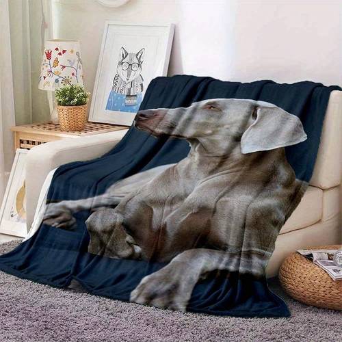 Cozy And Convenient Four-season Universal Blanket With A Lonely Weimaraner Pattern For Napping In A Camper During Camping Trips.