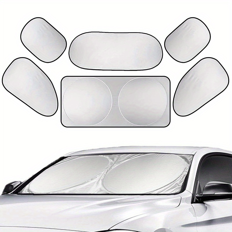 

6pc Universal Car Windshield Sunshade, Reflective Sunshade Provides Protection For The Interior Of The Car, Cool Reflective Sunshade Suitable For Compact Cars, Mini Suvs, And Hatchbacks