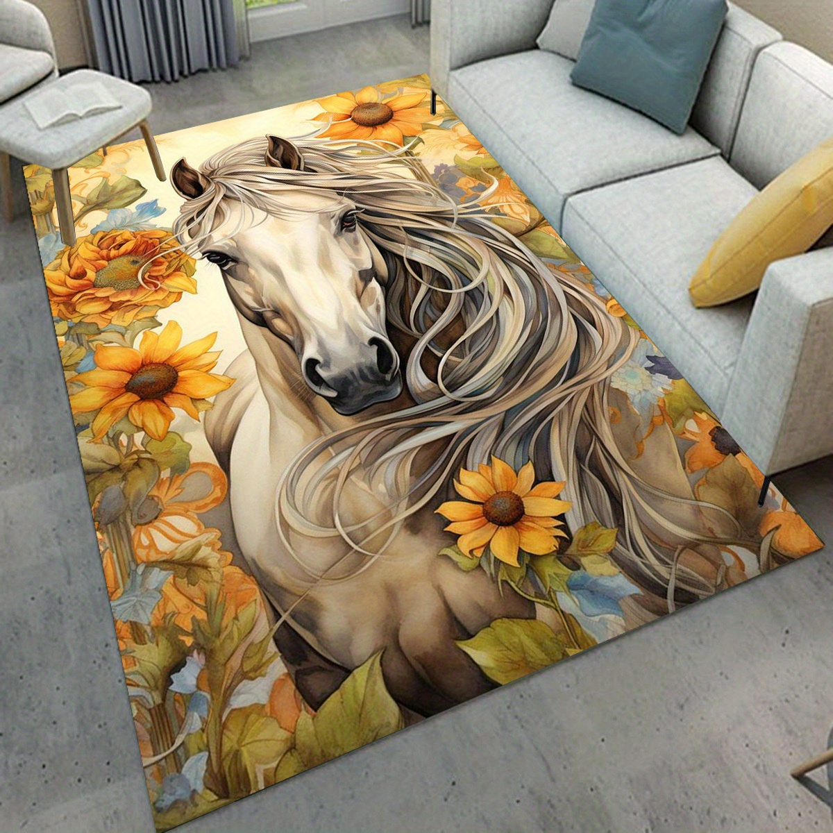 

1pc, Crystal Velvet Horse Non-slip Floor Mat Carpet Entrance Door Mat Living Room Bedroom Game Room Laundry Room Dormitory Carpet Room Decoration