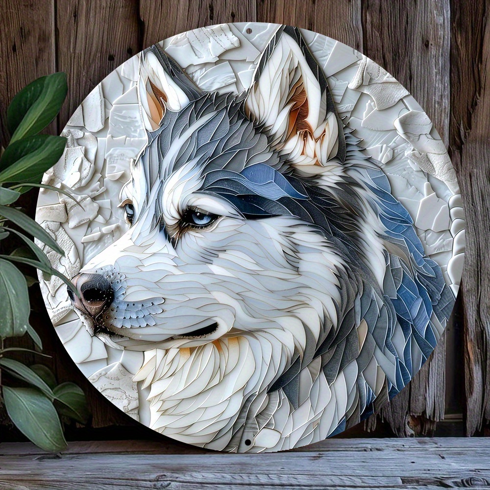 

1pc 8x8 Inch Spring 2d Effects Aluminum Metal Sign Bedroom Decor, Mothers Independence Day Decorations Siberian Husky Theme Decoration