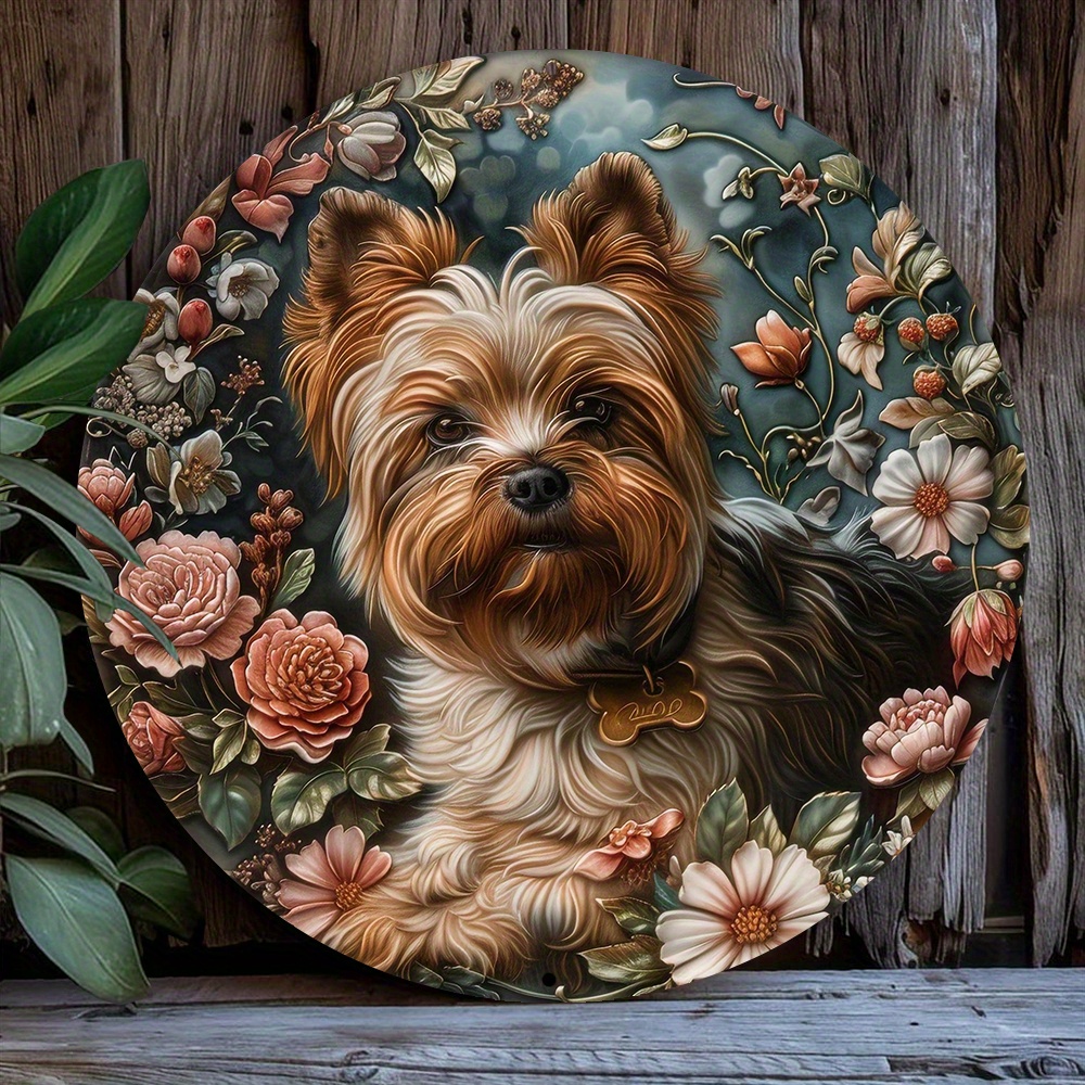 

1pc 8x8 Inch Spring 2d Effects Aluminum Metal Sign Living Room Decor Pet Lovers Father's Day Gifts Yorkshire Terrier Theme Decoration B175