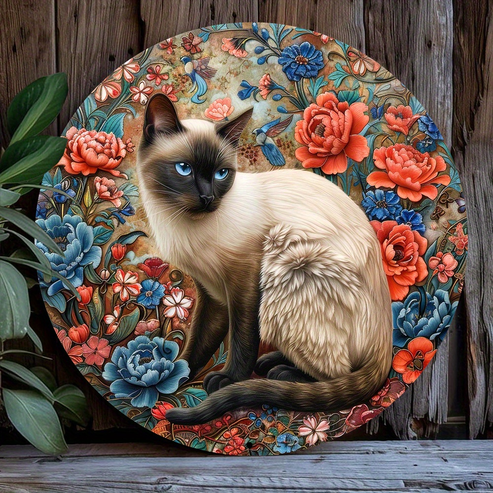 

1pc 8x8 Inch Spring 2d Effects Aluminum Metal Sign Living Room Decor Women Gifts Siamese Cat Theme Decoration B269