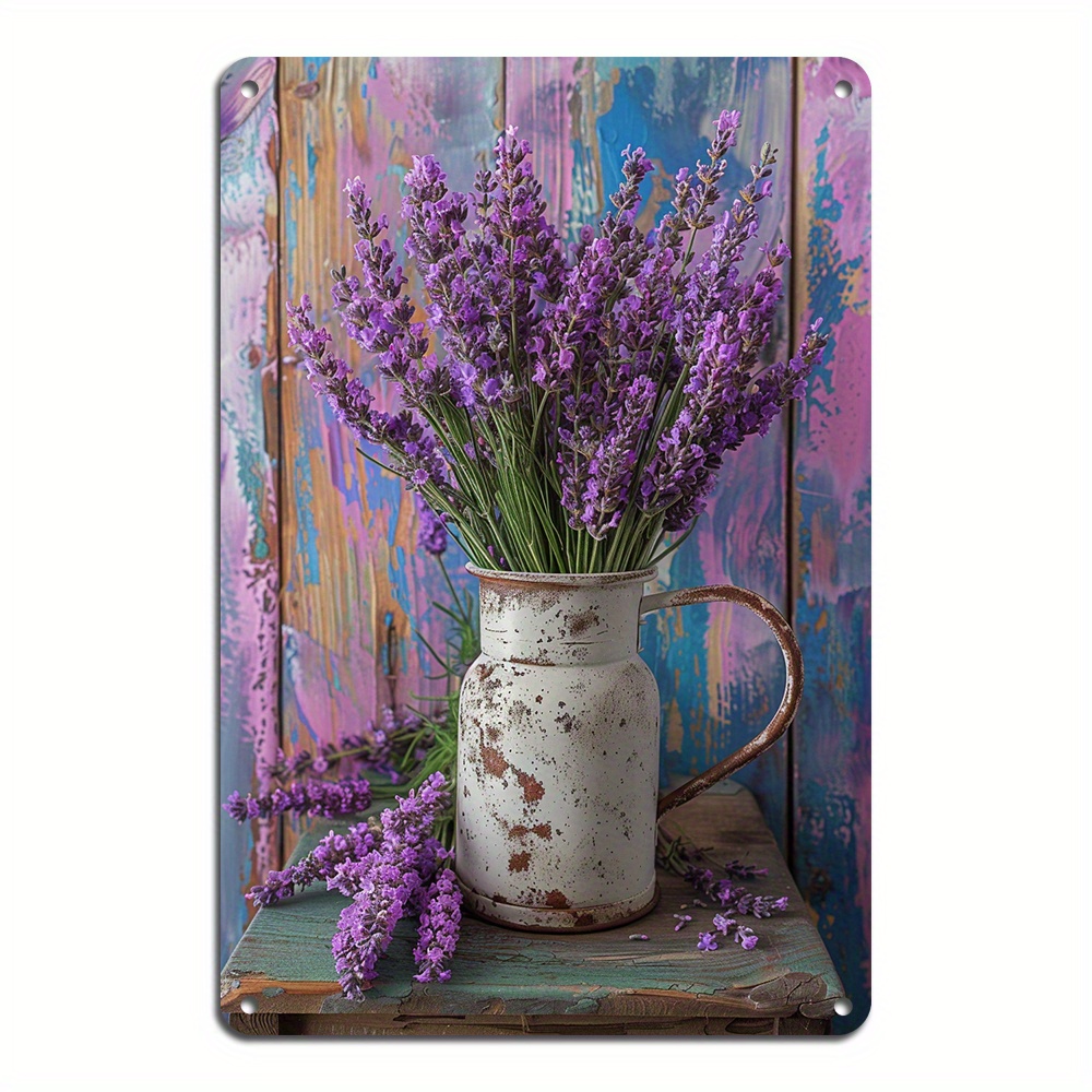 

1pc 8x12inch/20x30cm Lavender Metal Sign, Vintage Metal Sign, Wall Hanging Plaque For Garden Decor