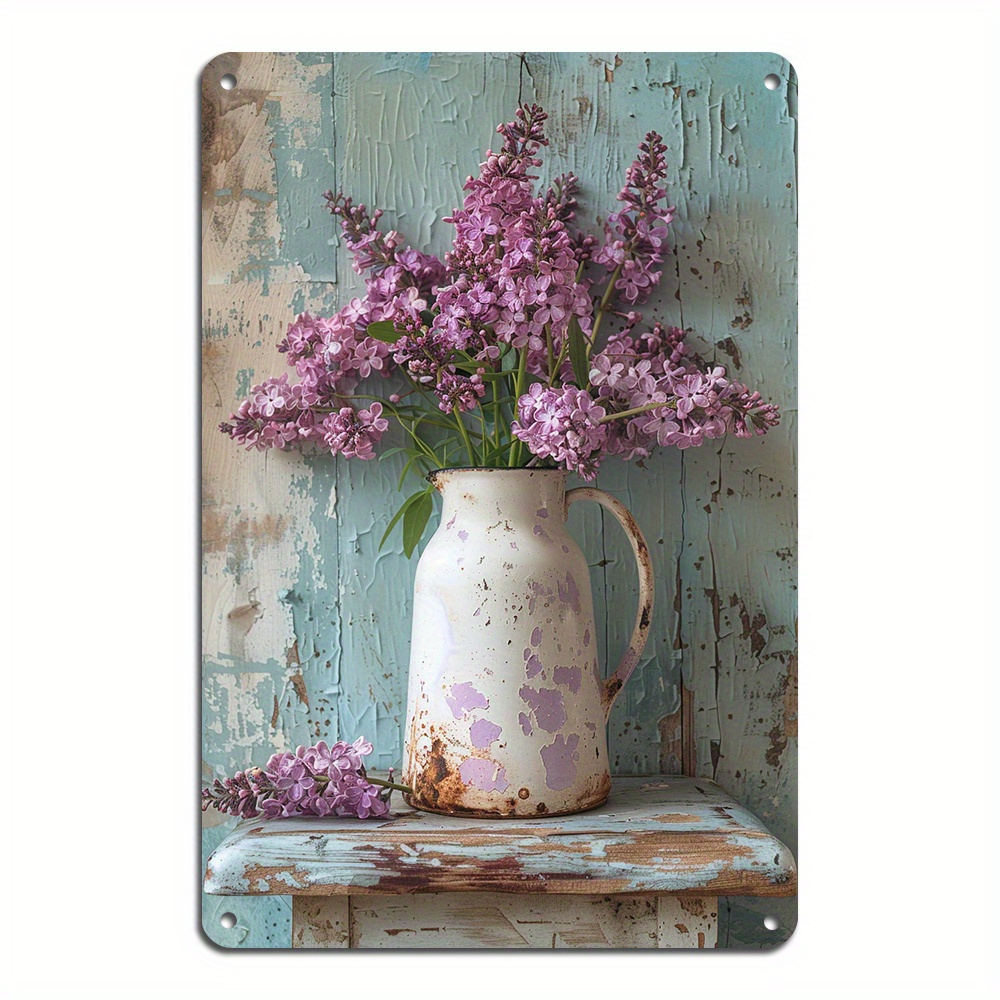 

1pc 8x12in/20*30cm Cute Metal Tin Sign, Vintage Lavender Wall Decorative Plaque, For Bathroom Garage Office Bakery Decor