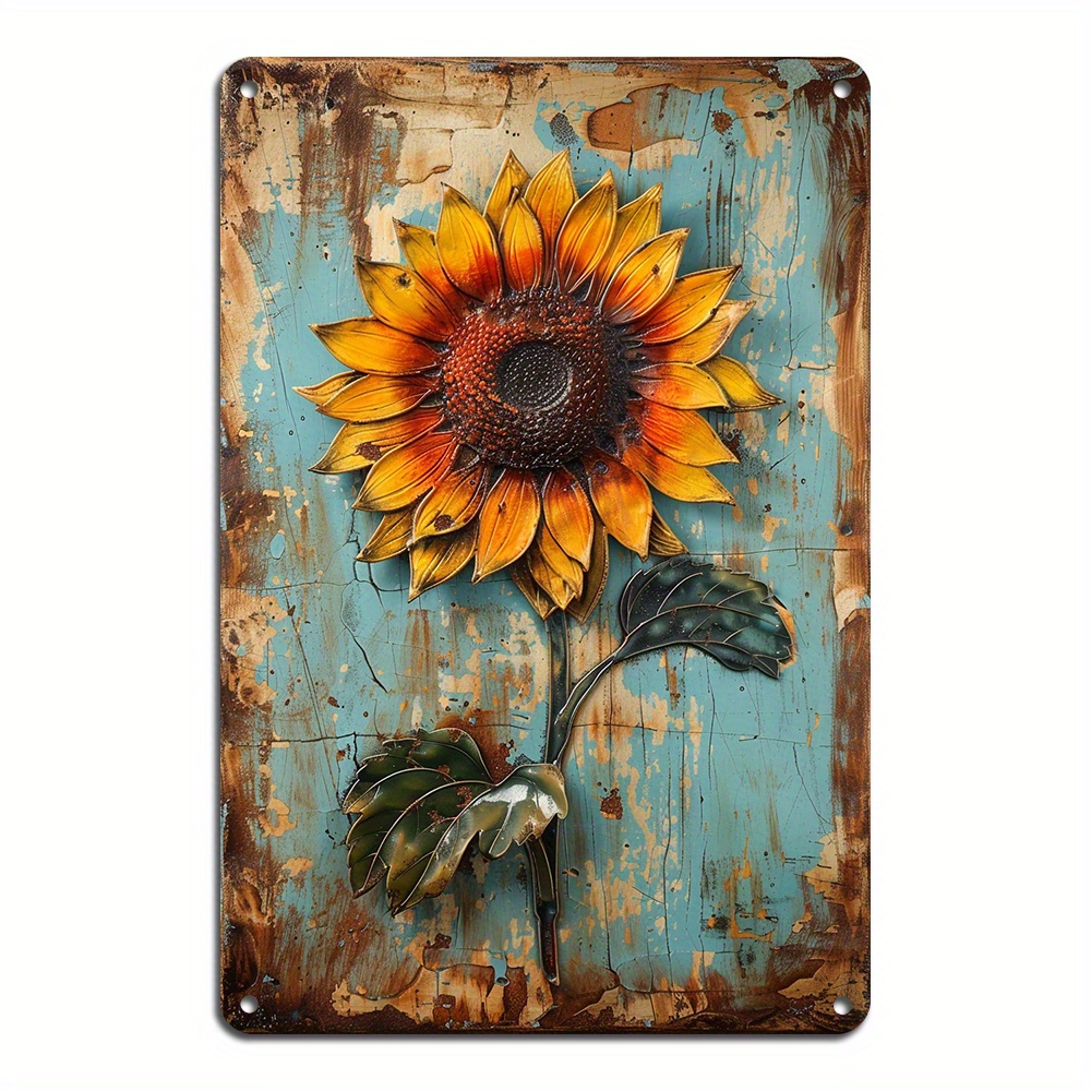 

1pc, Sunflower Retro Tin Sign Aluminum Metal Tin Sign Vintage Plaque Decor, Wall Art Decor, Multipurpose Retro Home & Bar Decor(8x12inch/20*30cm)