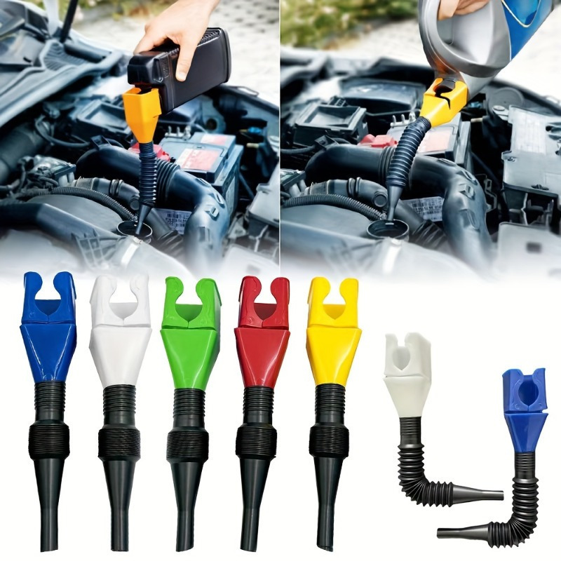 

2pcs, Flexible Car Funnel Oil Guide Tool, Plastic Funnel With Detachable Spout, Stretchable Hose Funnel, Auto Engine Oil Draining Funnel Accessory, Car Maintenance Tool