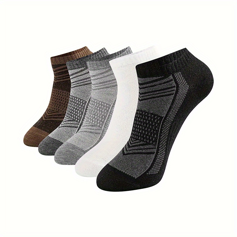 

5 Pairs Of Men's Anti Odor & Sweat Absorption Low-cut Socks, Comfy & Breathable, Elastic Sport Socks, For Spring & Summer